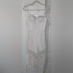 White corset lace crochet dress